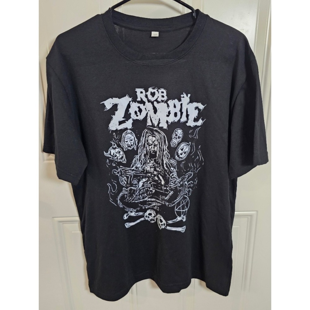 Rob Zombie Graphic T-Shirt Black Metal Band Tee Size Large
